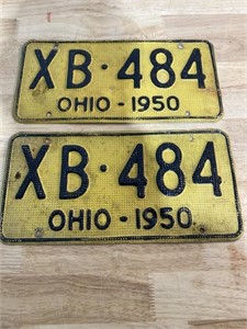 1950 Ohio license plates pair