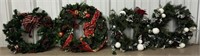 Four Christmas Wreaths, Flocked, Ornaments
