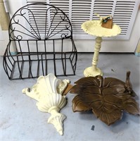 no shipping: metal and cast iron incl wall planter