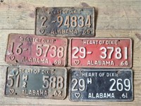 Lot of 5 Vintage 1960s Alabama License Plates