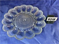 Antique Glass Deviled Egg/Relish Tray, 11.5"Dia