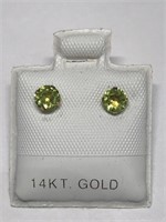$200. 14KT Gold Peridot and F.W. Pearl Earrings