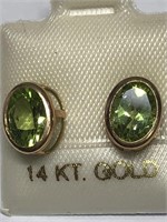 $400. 14 Kt Gold Peridot Earrings