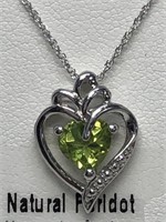 $100..  S/Silver Peridot Necklace