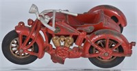 HUBLEY CAST IRON TOY MOTORCYCLE and SIDECAR