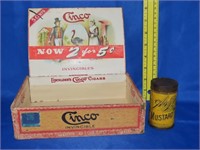 Cigar Box & Old Mustard Tins