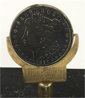 1892 Morgan Silver Dollar On Swivel Base