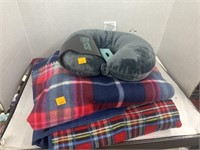 Group Lot of Blankets & Neck Support Travel