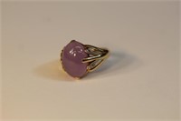 10K Lavender Jade and dia. Cabochon ring, size 8