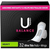 64Ct 2 Boxes Kotex Balance Ultra-Thin Pads Heavy