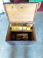 Vintage Wood Box With Masonry Tools
