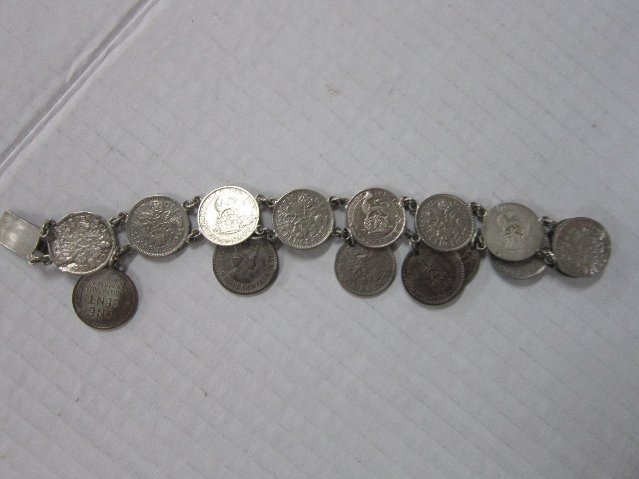 BRACELET WITH FOREIGN AND US COINS