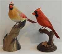 Lot #1835 - Hand carved Male and Female Cardinal