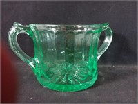 Green depression glass dish