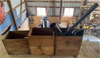 Wooden Shipping Crates with 2in Pipe and Rolls of