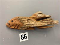 24" WOOD CARVED FISH WALL ART