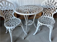 Bistro Patio Set, Wrought Iron, White 3pc