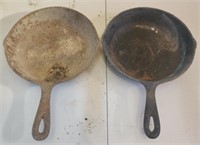 2 antique small cast iron pans