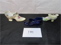 3 decorative ceramic shoes
