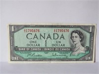 1954 CANADA ONE DOLLAR BANKNOTE