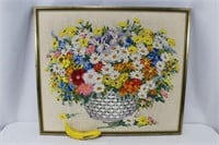 Vintage Marvelous Floral Crewel Art