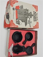 Vintage Cast Iron Toy  Stove Utensils with Box