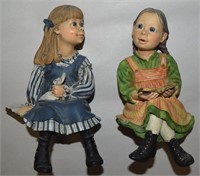 (2) Vtg Candy Designs Norway Resin Seated Dolls