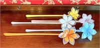 Five Italian Long Stem Glass Flowers