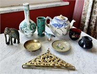 Mixed Decor Lot with Brass Items, Chinese Decor &