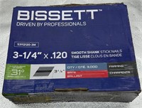 Bissett 3-1/4 x .120 smooth shank stick nails qty
