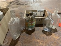 Lot of glass antique whiskey flasks