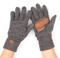 C.C Women Solid Ribbed Glove with Smart Tips