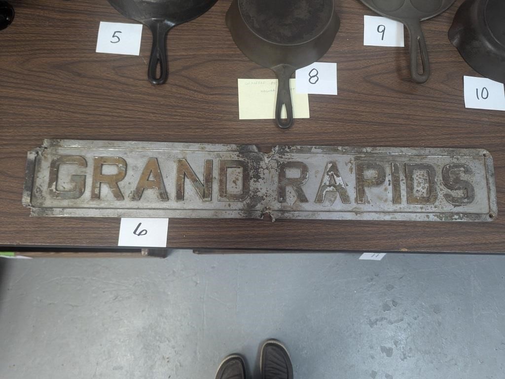 Grand Rapids Cast Metal Sign - 5" x 31"