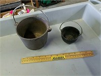 Pair of Mini Footed Cast Iron Pots