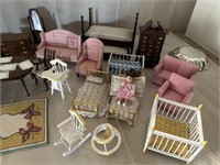 Large Lot of Antique Doll House Furniture