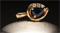 14K Gold & Sapphire Vintage Pendant - 1.55g