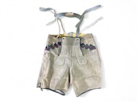 VTG German or Swiss Lederhosen Suede Gray Taupe