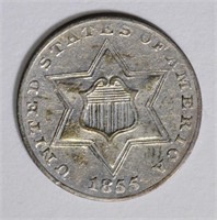 1855 TYP-2 3-CENT SILVER, CH AU
