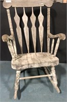Rustic gray and white rocking chair