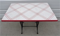 Red & White Porcelain Top Table