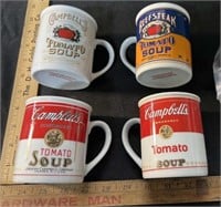 4 Vintage Advertisement Mugs, 3 Campbell Soup