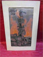 1914 WWI French Silk Bombed Building Postcard