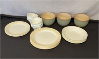 (12) Glass Plates, (6) Glass Bowls, (3) Ceramic