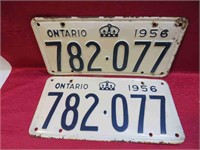 1956 Ontario Matching License Plates Cars Canada