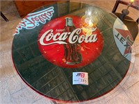 Glass top coca-cola table