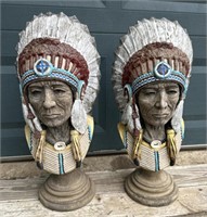 Two very heavy matching native American statues