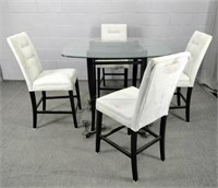 Glass Top Table And Four Upholstered Chairs