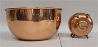 Copper Piggy Bank and Bowl