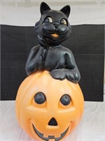 Large 33" h Halloween Pumpkin & Cat Blow Mold