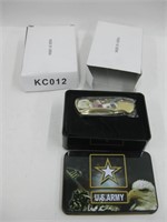 2 New US Army "Honor" Collector Knives In Tins
